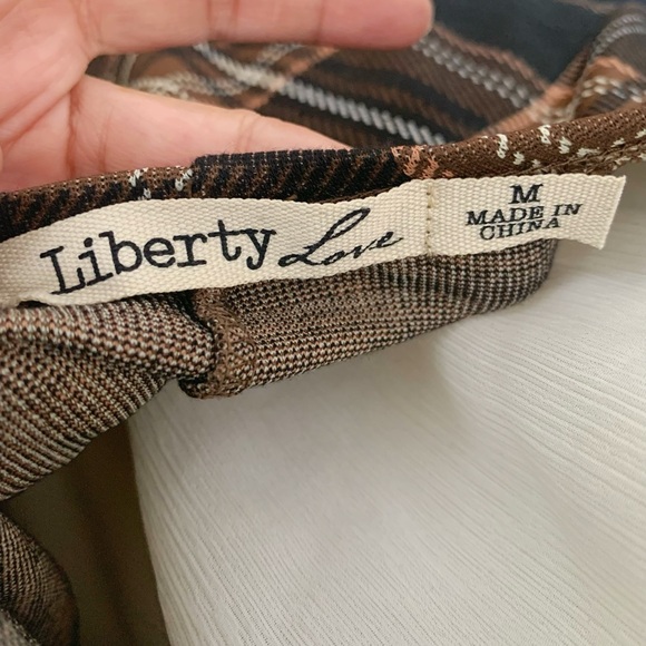 Vintage Brown Plaid Pinafore Dress Ruffle Hem M - Picture 4 of 4